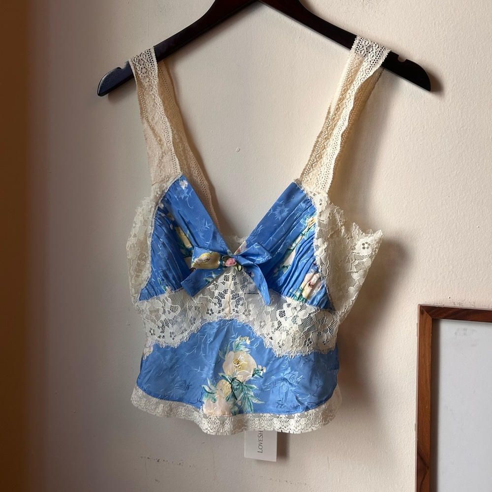 nwt loveshackfancy blueberry lemonade spritely lace tank - Picture 2 of 10